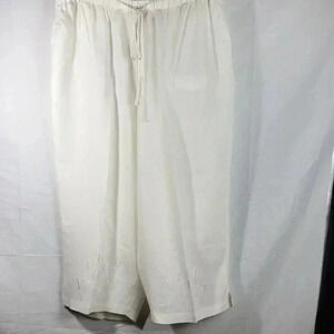 Women's 100% Linen White Wardrobe Staple Pant Sz 2X